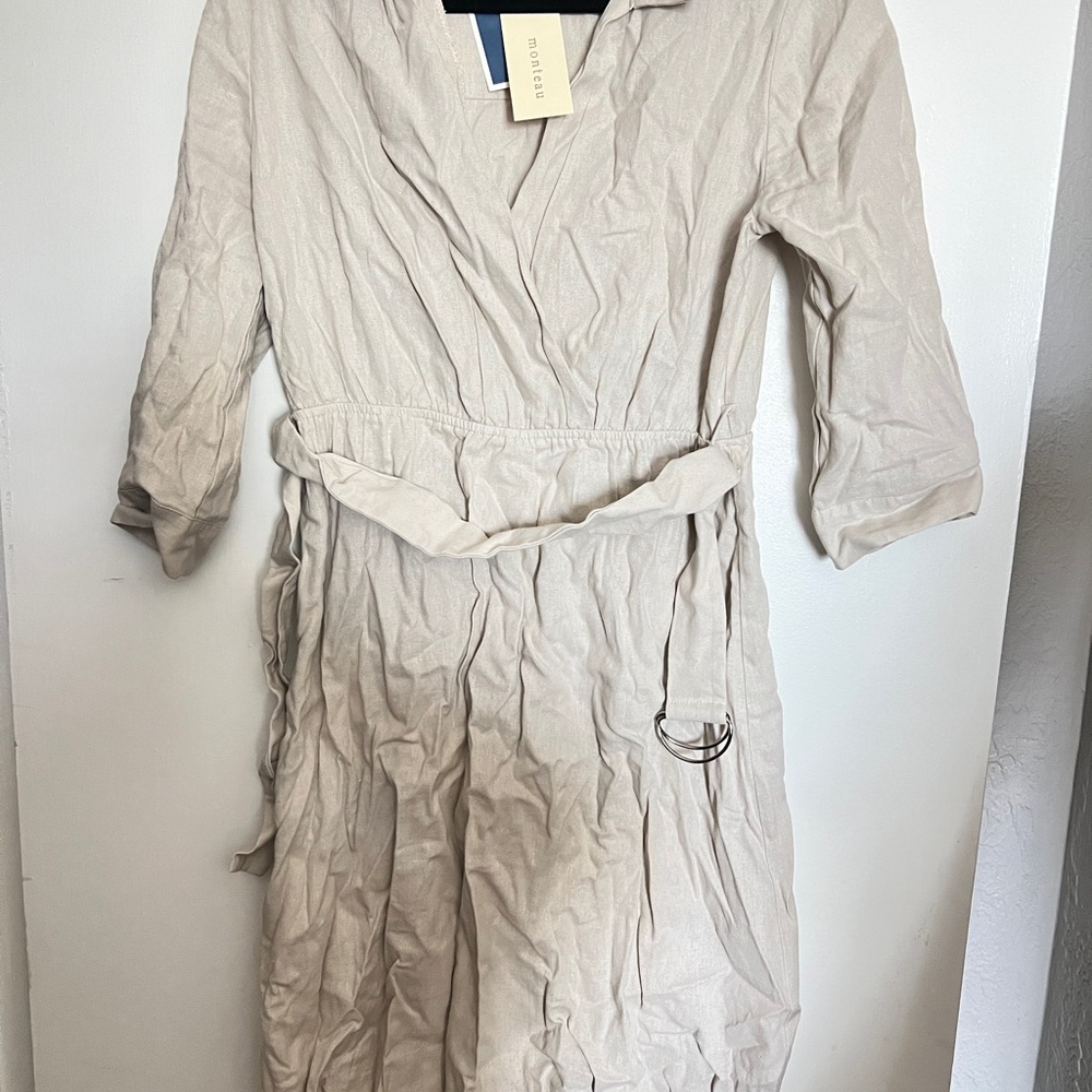 Light Beige Wrap Dress with Belt